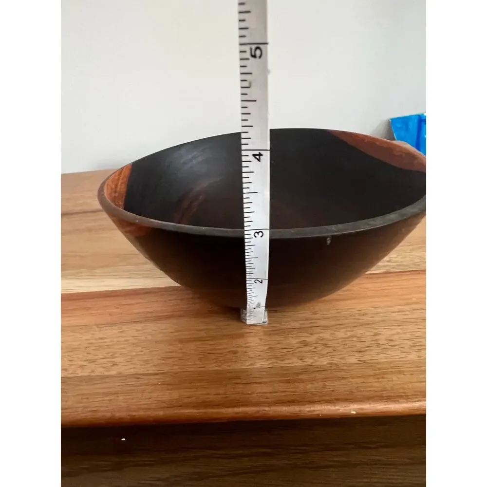 Vintage Signed John May Hand Turned Teak Bowl Jackson NH JL